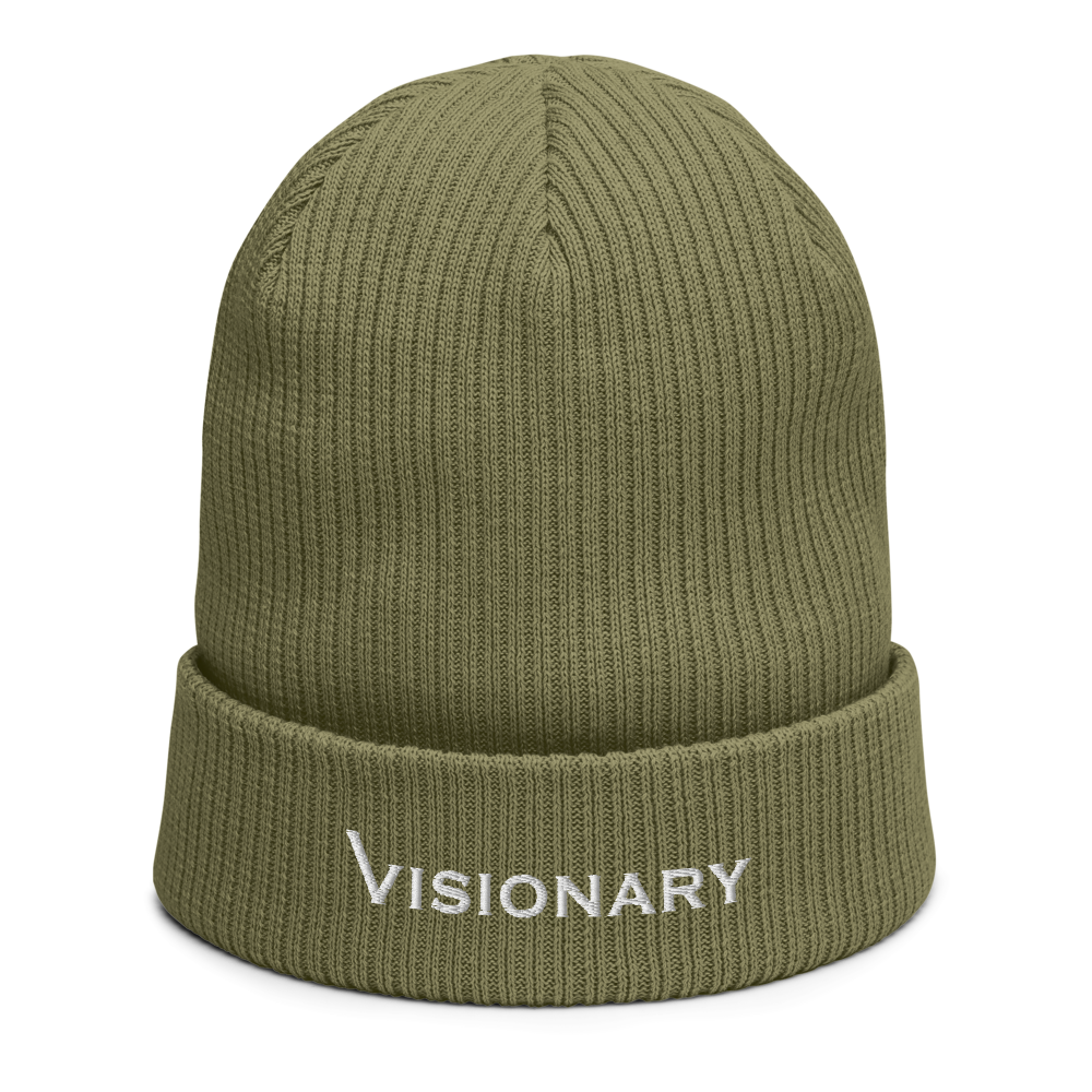 Olive Green Organic Cotton Ribbed Visionary Beanie – Visionary